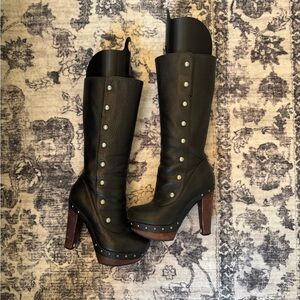 UGG Studded Leather Platform Knee-High Boots